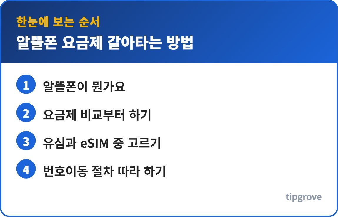 알뜰폰 요금제 갈아타는 방법 순서를 한눈에 정리한 인포그래픽