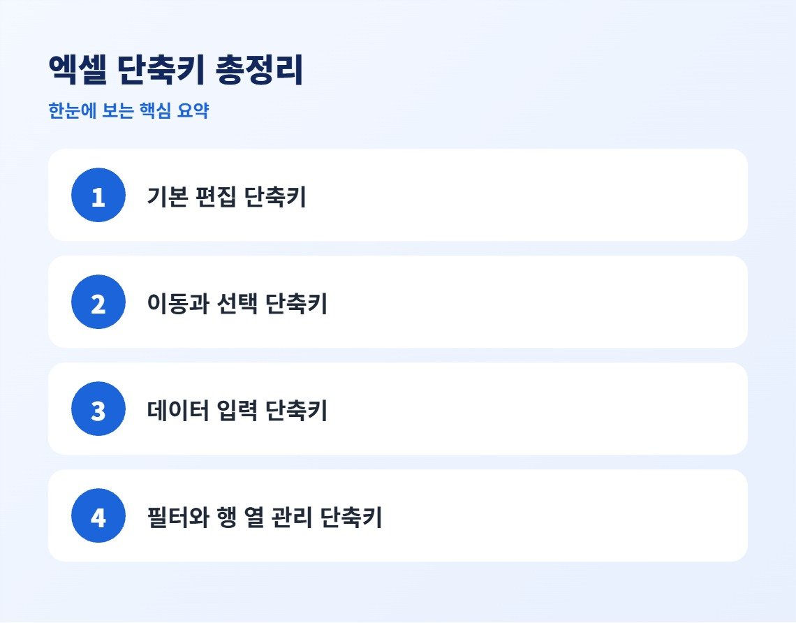 엑셀 단축키 총정리 핵심 요약